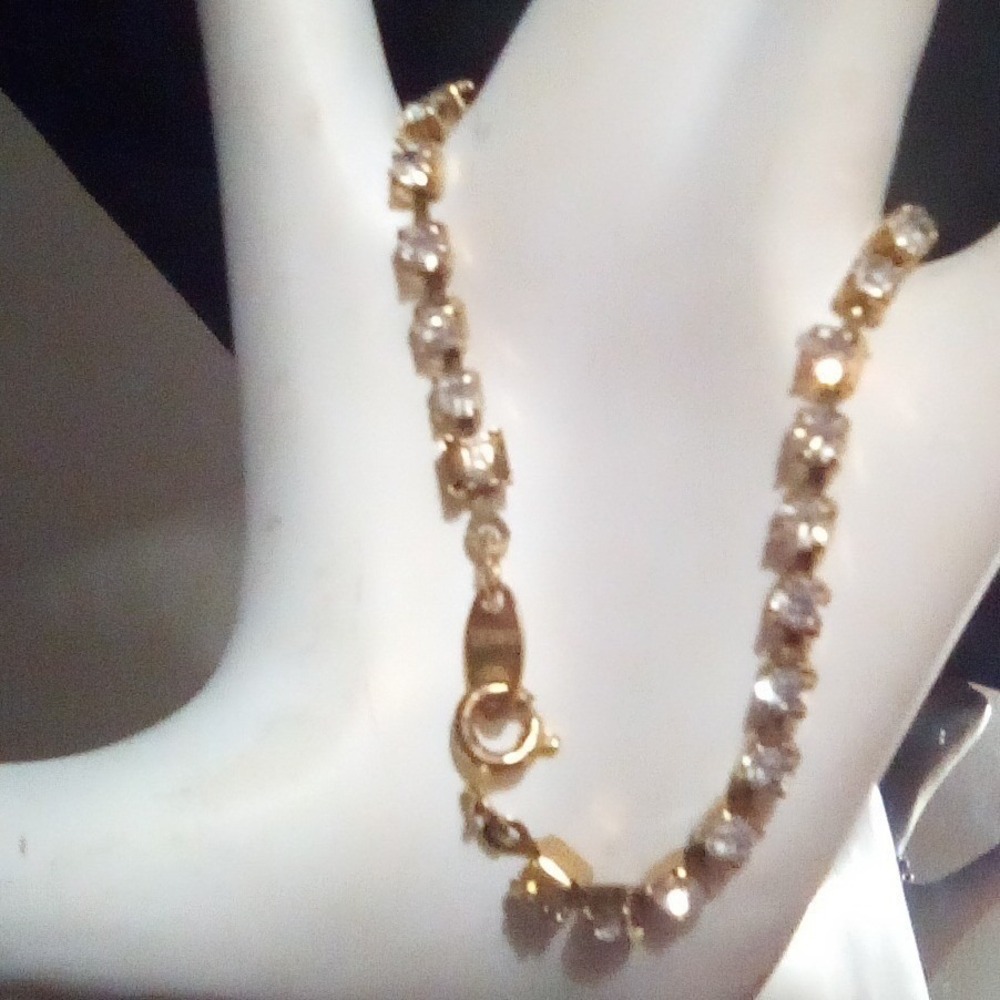 Vintage Avon Gold-Tone Rhinestone Tennis Bracelet - Picture 2 of 8